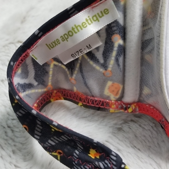 Luxe Apothetique Black Orange Bikini Bandeau Top M - Picture 7 of 8